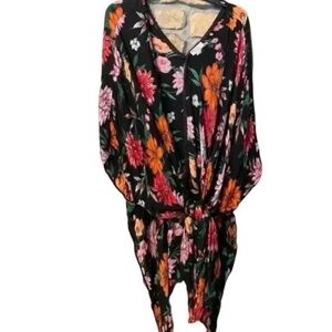 Women's Wrap Duster Coverup Boho Floral Butterfly size xl made in India